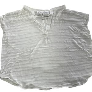 Rory Beca Top Womens Medium White Sheer Cap Sleeve Knit Top